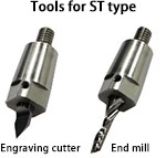 Tools for ST type: Engraving cutter, End mill