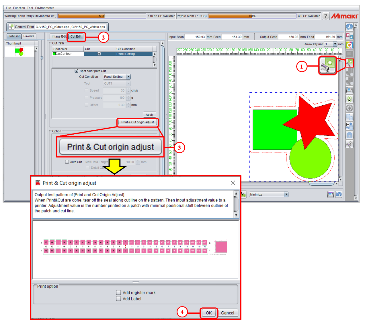 How to adjust for misalignment in Print & Cut without